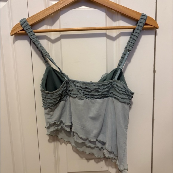 Edikted Sage Green Ruffle Crop Cami - Picture 2 of 2